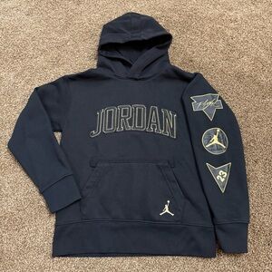 Jordan Boys Hoodie Youth Small 8–10 Black Pullover Jumpman Take Flight Patches